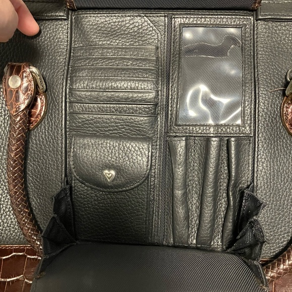 Brighton Black and Brown Croc-Embossed Laptop Bag - Picture 15 of 16